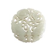 A jade pendant, 19th century, of irregular circular form pierced and carved as a butterfly and a