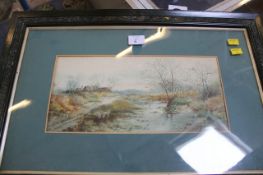 Early 20th Century British School Rural river scenes A pair of watercolours Initialled E.J. and