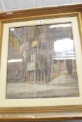 M. Garland Interior church scene of St. Marks Watercolour Signed lower right Inscribed and dated