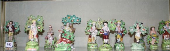Thirteen various Staffordshire pearlware figures (damaged and repaired)