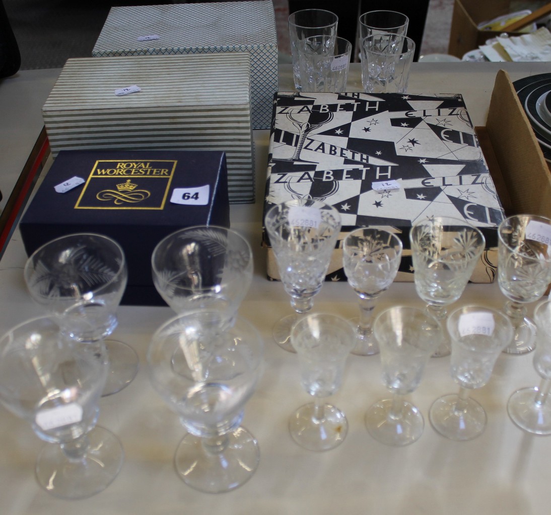 A small mixed quantity of 20th Century drinking glasses etc. (some with original boxes) Best Bid