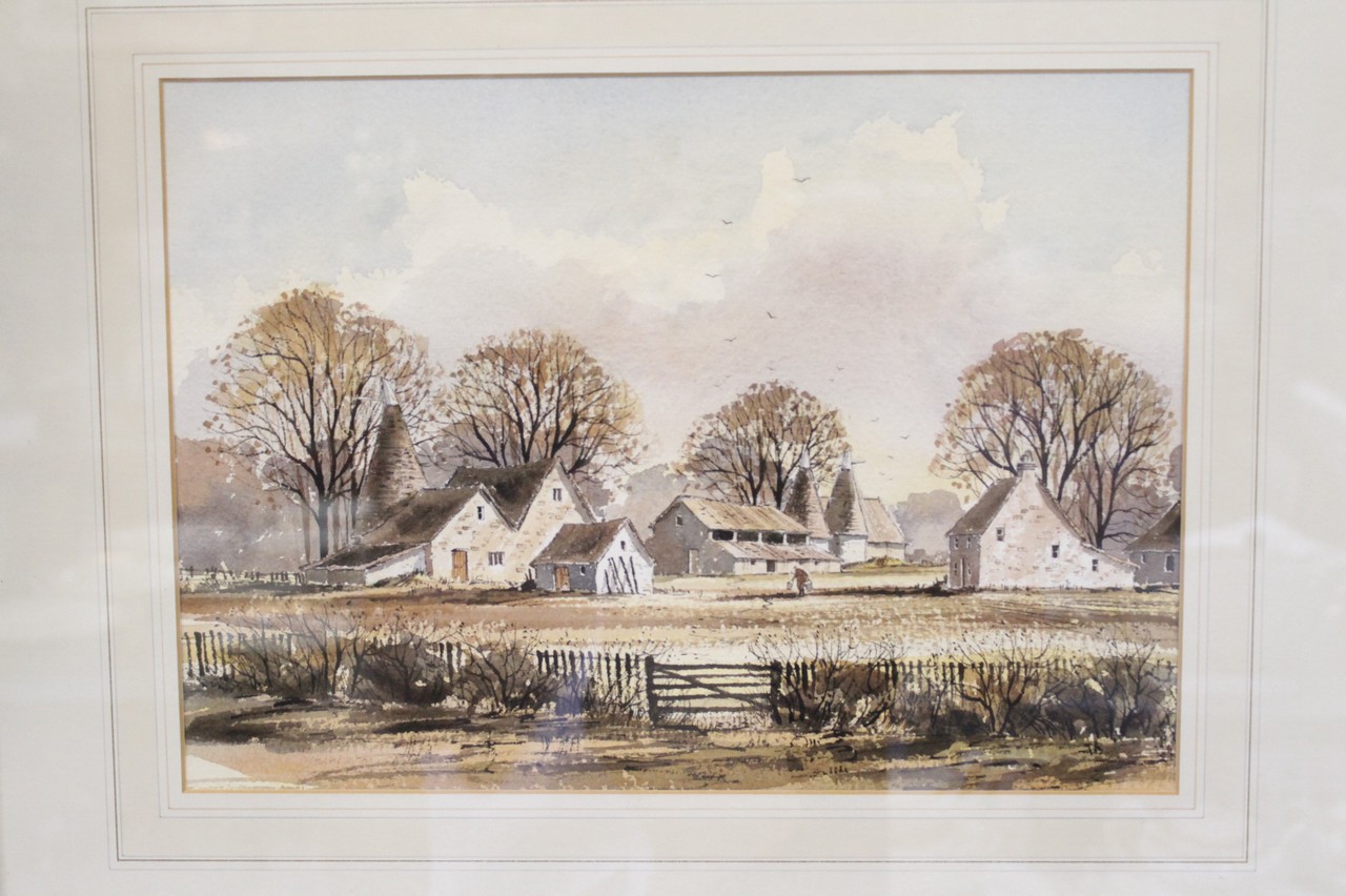 Isabel M. Castle (20th Century School) View of a Kent farmstead Watercolour Signed in pencil lower