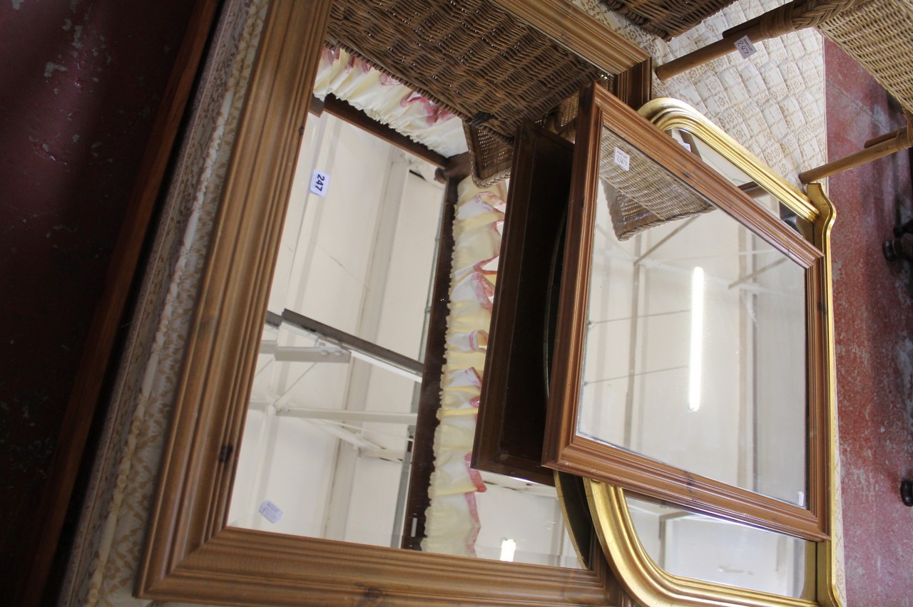 A cane laundry basket, cane chair and three mixed framed mirrors. - Image 2 of 2