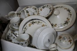 A Royal Doulton `Larchmont` pattern part dinner and tea service, together with mixed glassware etc.
