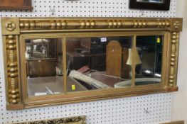 A Regency triple mirror, gilt frame 50cm high, 110cm wide