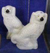 A pair of large Staffordshire hearth dogs; 39cm high
