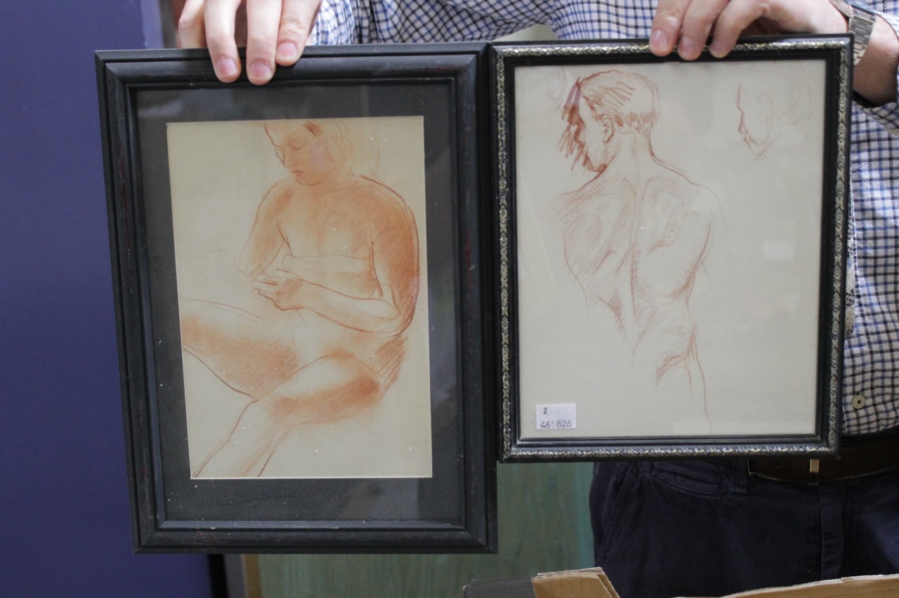 Manner of William Moore (1790-1851) Seven life drawing studies Charcoal and red chalks Various - Image 4 of 4