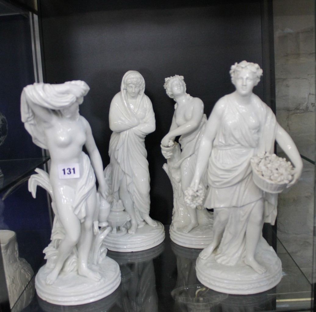 Four Continental blanc de chine figures; approximately 35cm high (4)