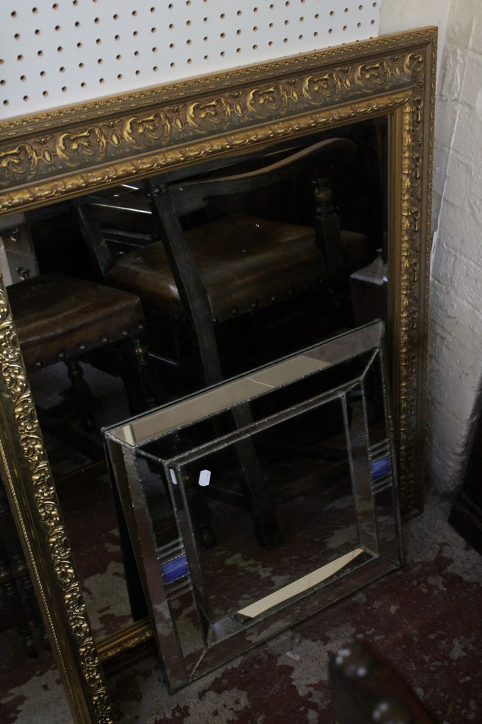 Two gold framed mirrors and a leaded mirror. - Image 2 of 2