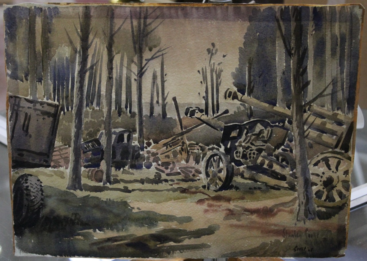 Stanley Cooke `Wartime Debris` Watercolour (unframed) Signed and dated `45 lower right Titled verso