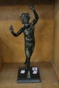 A bronze figure of the Faun of Pompeii, late 19th century; 32cm high