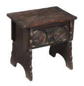 An oak box stool
