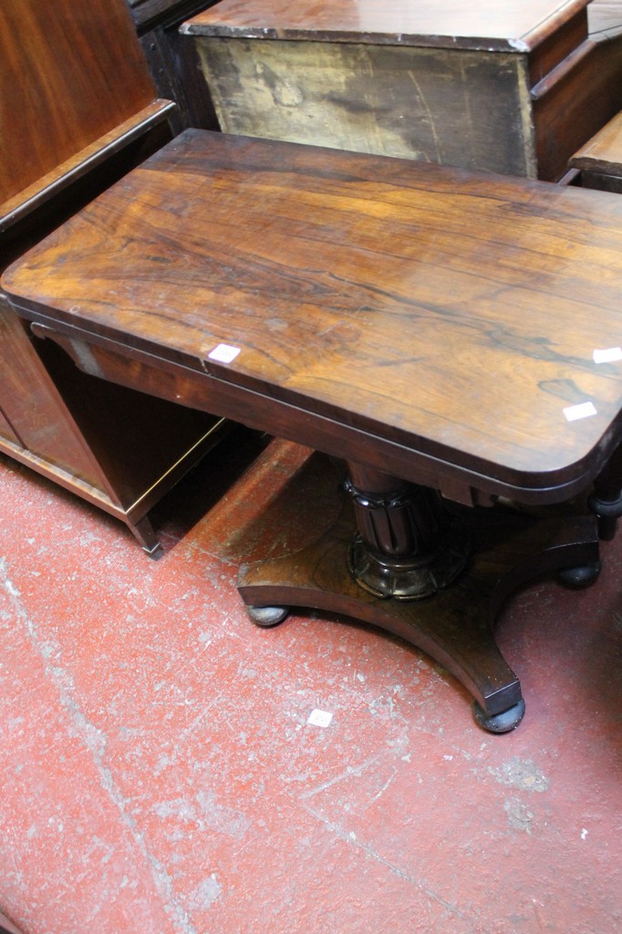 A William IV rosewood card table 92cm wide