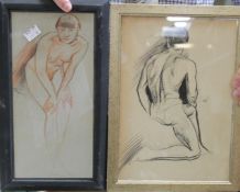 Manner of William Moore (1790-1851) Seven life drawing studies Charcoal and red chalks Various