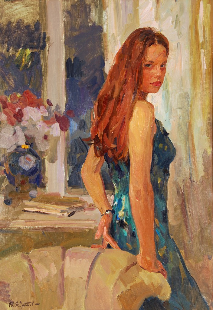 Yuri Krotov (b. 1964) Evening portrait Oil on canvas Signed lower left Inscribed on reverse 71 x 51