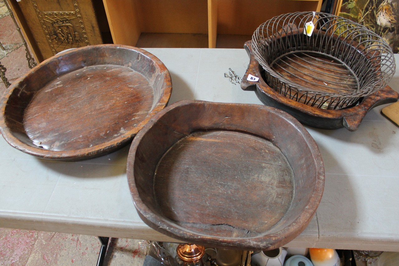 Three large wooden bowls/dishes etc.  Best Bid