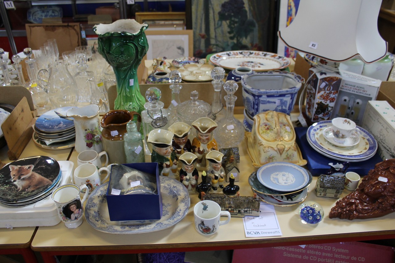 A group of mixed ceramics to include various Tony Wood toby jugs, a modern Oriental porcelain table