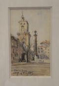 Frank Myers Boggs (1855-1926) View of a cathedral, Aix-en-Provence, Black chalk, with touches of