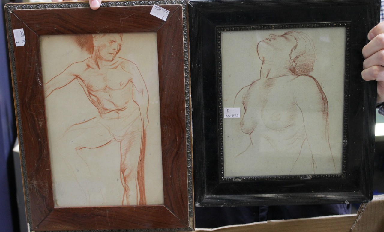 Manner of William Moore (1790-1851) Seven life drawing studies Charcoal and red chalks Various - Image 2 of 4
