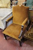A 19th Century Gainsborough style elbow chair in orange velour.