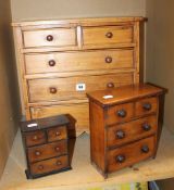 A miniature pine chest of drawers and two others (3)