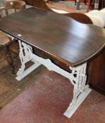 A Victorian table on a  cast iron base made by Parnall and Sons of Bristol.