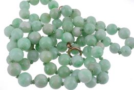 A single strand graduated jadeite bead necklace, composed of eighty 9.6mm to 11  A single strand