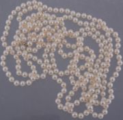 A single row of cultured pearls , the uniform cultured pearls measuring 5mm...  A single row of