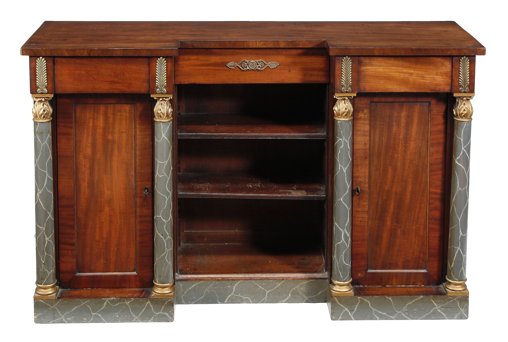 A George IV mahogany inverted breakfront side cabinet, circa 1825  A George IV mahogany inverted