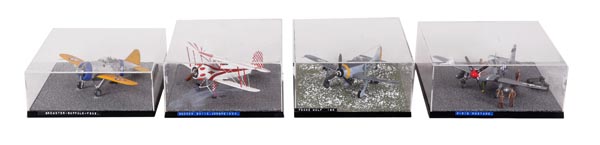 A group of four exhibition standard 1/72nd scale model aircraft, comprising: a Focke-Wulf FW 190;