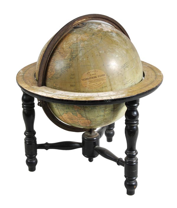 A 14 inch terrestrial table globe, George Philip and Son, London, early 20th century, The sphere