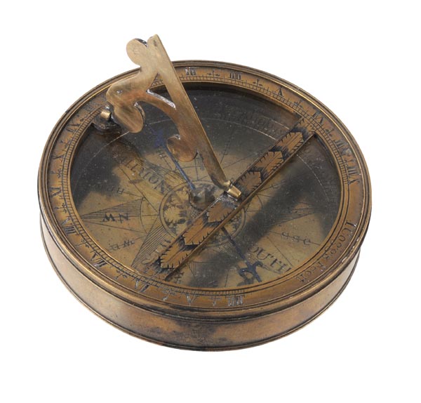 A George II brass pocket sundial, I. Coggs, second quarter of the 18th century, The shallow