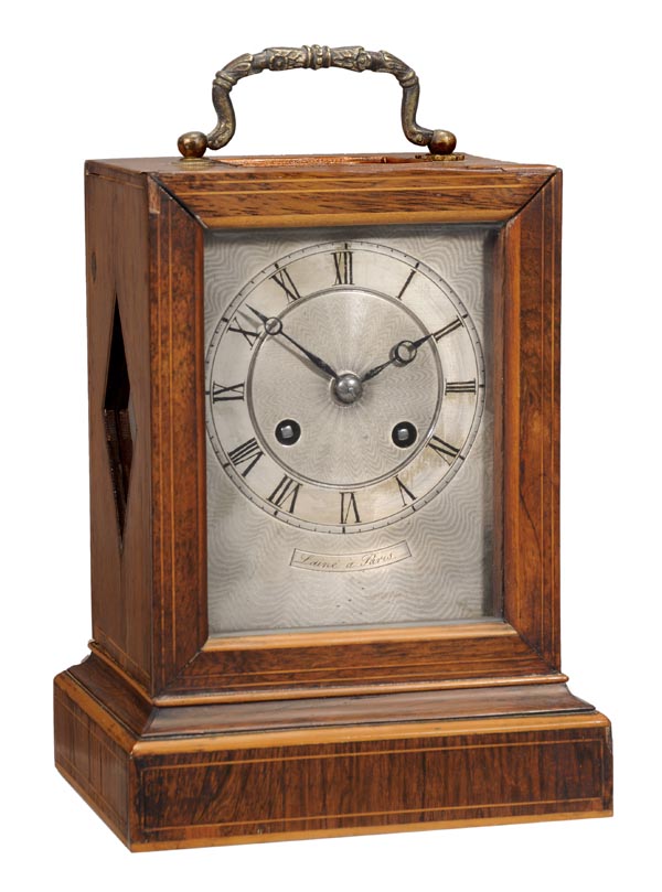 A French inlaid rosewood mantel clock, Laine, Paris, mid 19th century, The circular eight-day