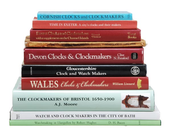 Regional clockmaking - ten publications relating to Wales and West Country clocks and clockmaking:,