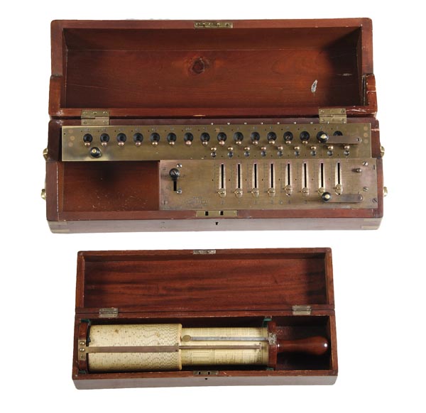 * A mahogany cased lacquered brass ?Tates Arithmometer?, C. and E. Layton, London, circa 1900, The