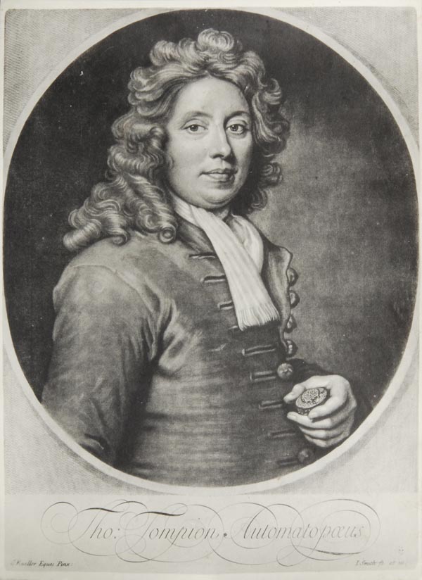 Thomas Tompion - a photolithographic portrait, Reproduced from the mezzotint portrait engraved by