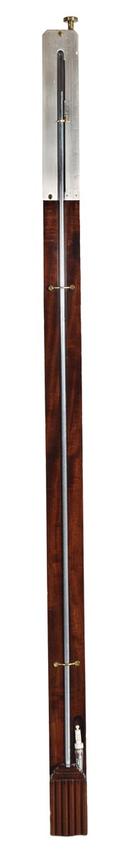 A fine George III slender mahogany mercury stick barometer with ivory cistern float, Alexander