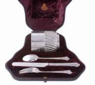A matched late Victorian silver christening set  A matched late Victorian silver christening