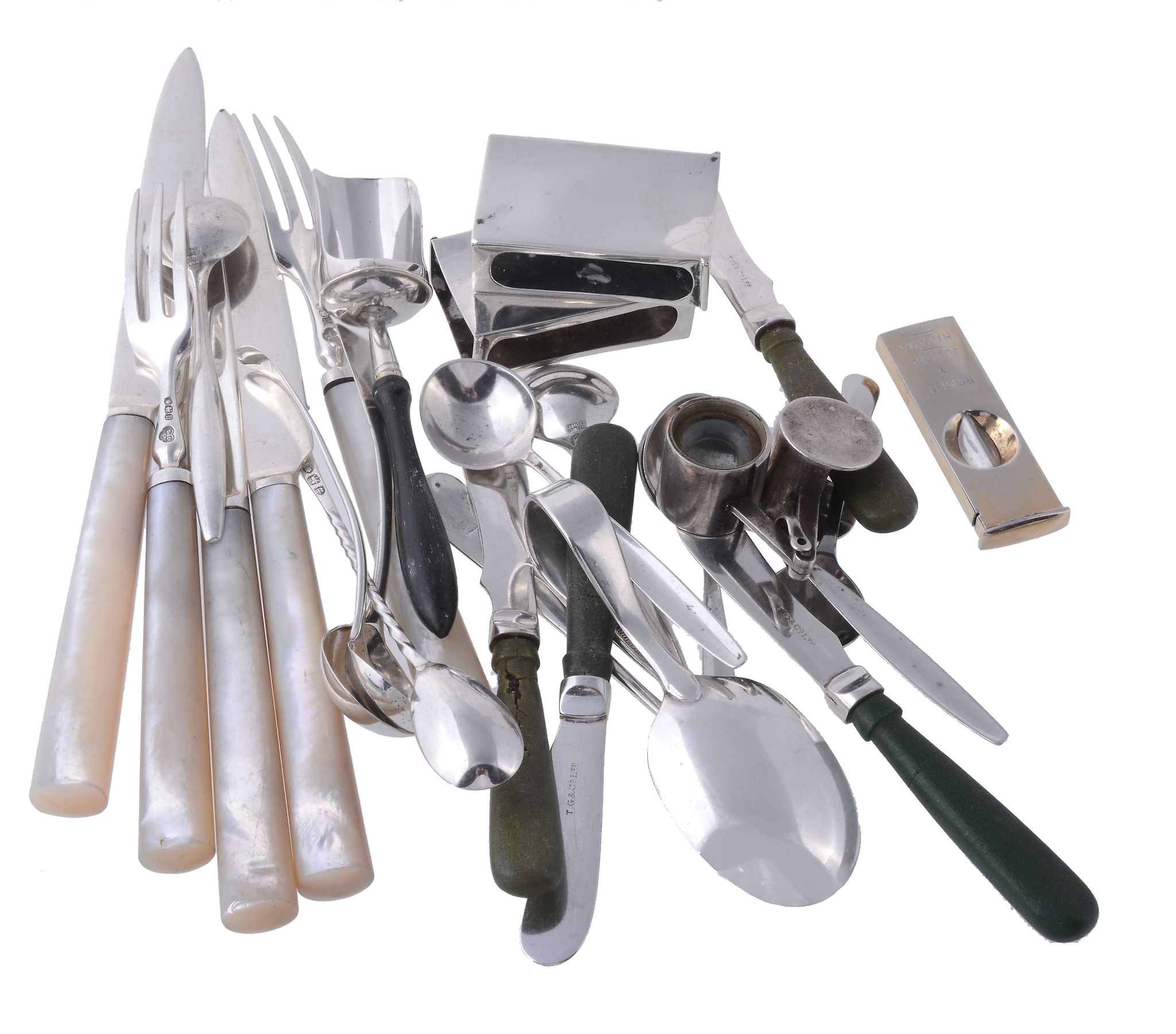 A collection of flatware and other small silver, including  A collection of flatware and other small