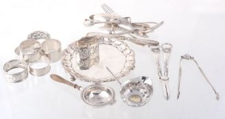 A collection of small silver, including: a shaped circular waiter by Mappin...  A collection of
