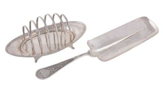 An Edwardian silver oval five division toast rack by Horace Woodward & Co  An Edwardian silver