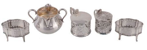 A Victorian silver twin handled and double lipped brandy warmer or cream jug...  A Victorian  silver