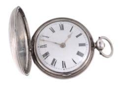 A silver hunter pocket watch, hallmarked London1837  A silver hunter pocket watch,   hallmarked