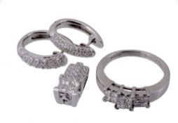 A small collection of diamond set jewellery  A small collection of diamond set jewellery,   to