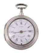 James Henderson, a silver pair cased pocket watch, hallmarked London 1757  James Henderson, a silver