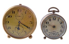 Zenith Watch Co., a small brass 30 hour alarm clock, circa 1910  Zenith Watch Co., a small brass