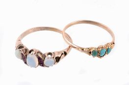 A Victorian opal and ruby ring, circa 1890  A Victorian opal and ruby ring,   circa 1890, the