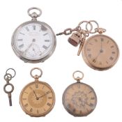 An open faced pocket watch , circa 1900, the three piece hinged case with...  An open faced pocket