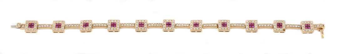 An 18 carat gold diamond and ruby bracelet, London 2003  An 18 carat gold diamond and ruby bracelet,