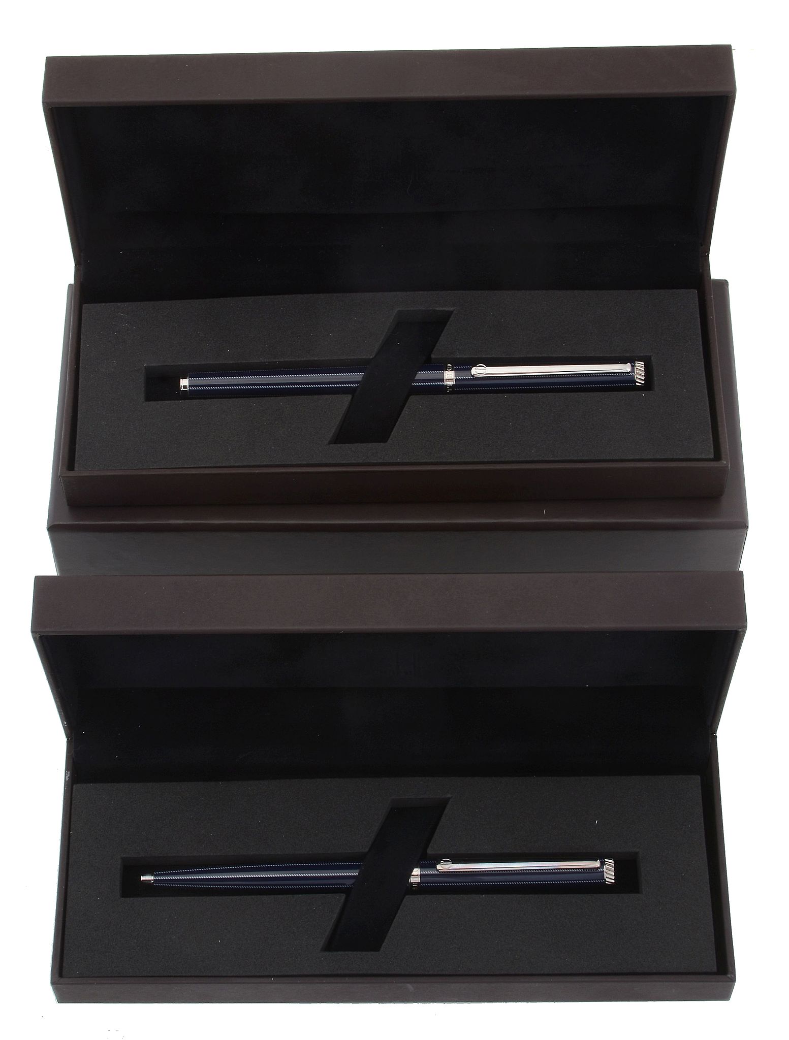 Dunhill, a blue lacquer fountain pen and ballpoint pen  Dunhill, a blue lacquer fountain pen and
